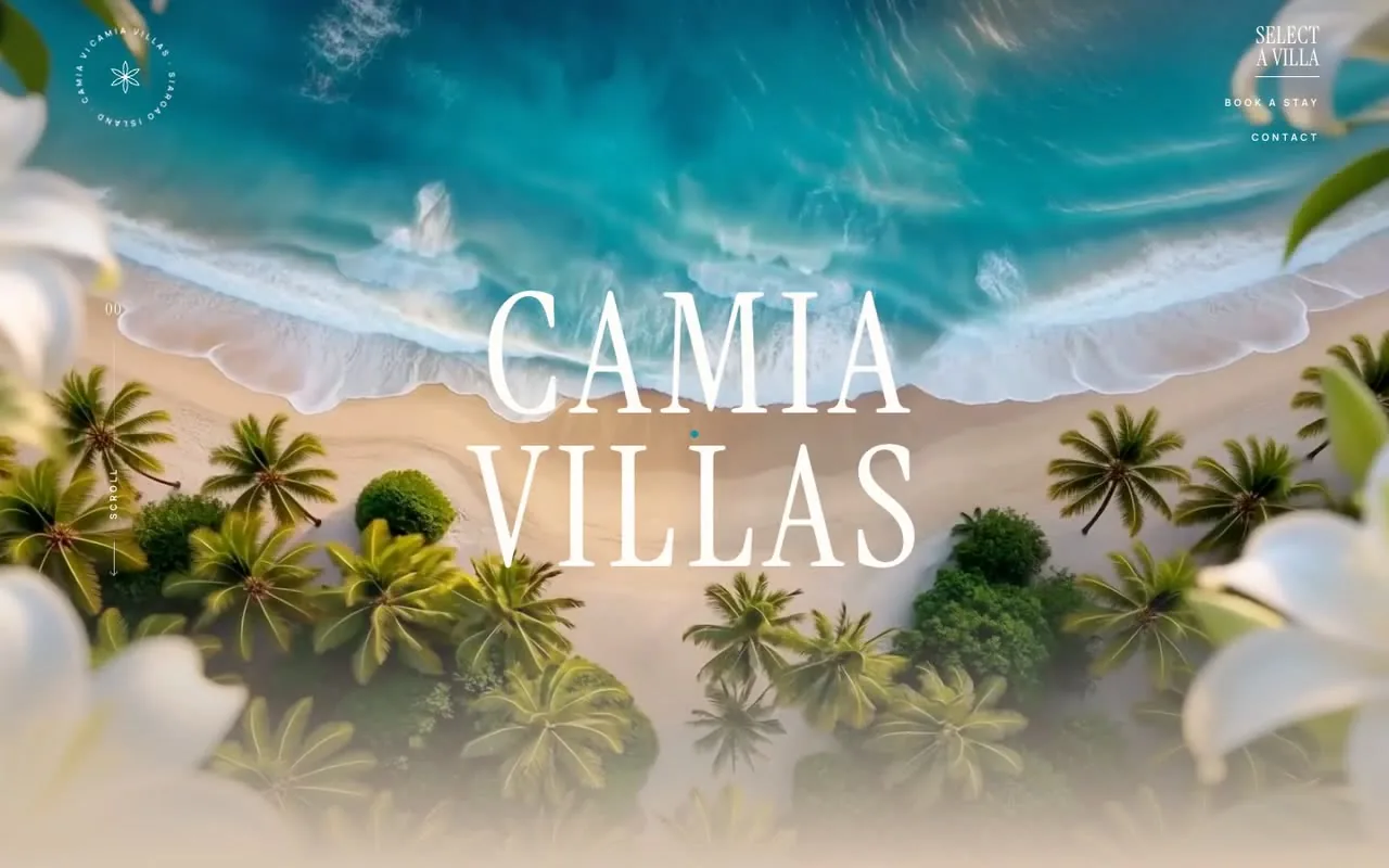 Camia Villas: der Strand von Siargao von oben, Palmen, Lilien und der Titel