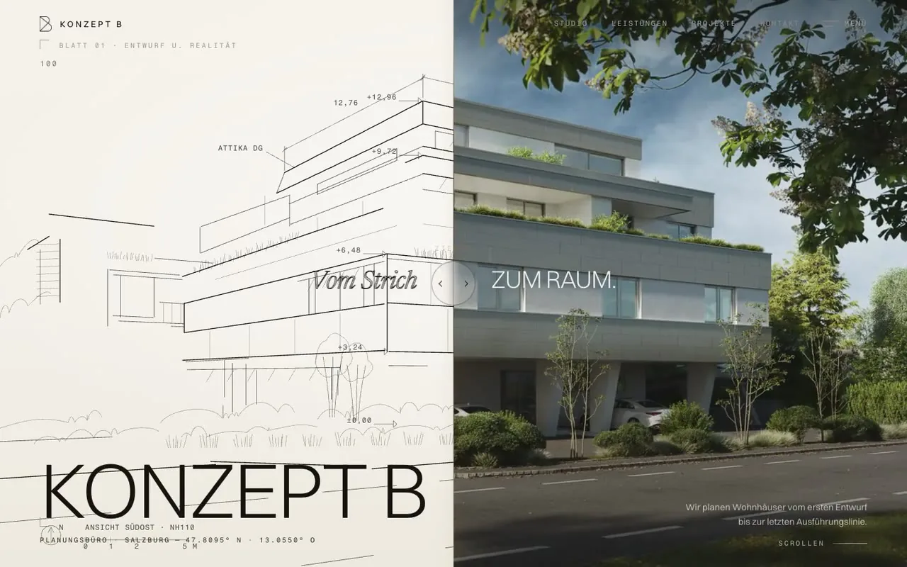 KONZEPT B: das fertig gezeichnete Haus, dann das Foto